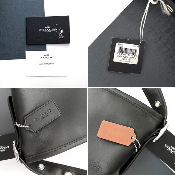 Coach Peanuts Snoopy Bleecker Duffle - Black Leather Crossbody Shoulder Limited - Picture 13 of 16